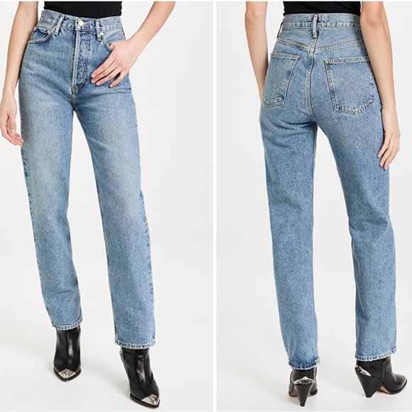 AGOLDE 90's Pinch Waist High Rise Straight Jeans - Size 27 in Navigate - Picture 2 of 8